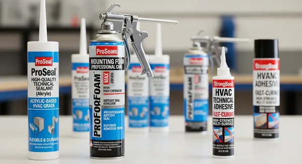 Zestaw chemii montażowej HVAC: akryle, piany i kleje techniczne